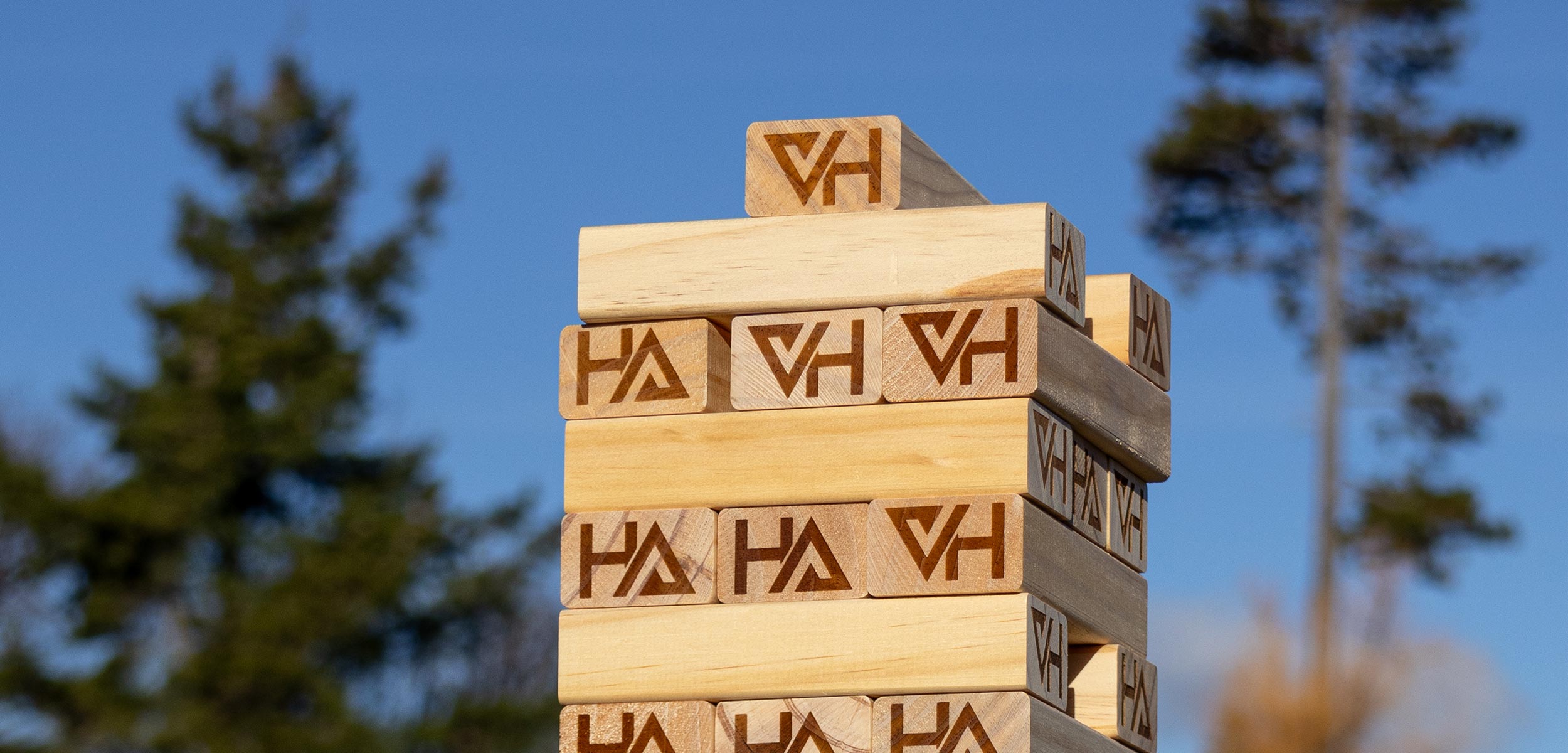 Hamner Springs branded Super Giant Tumbling Tower up close