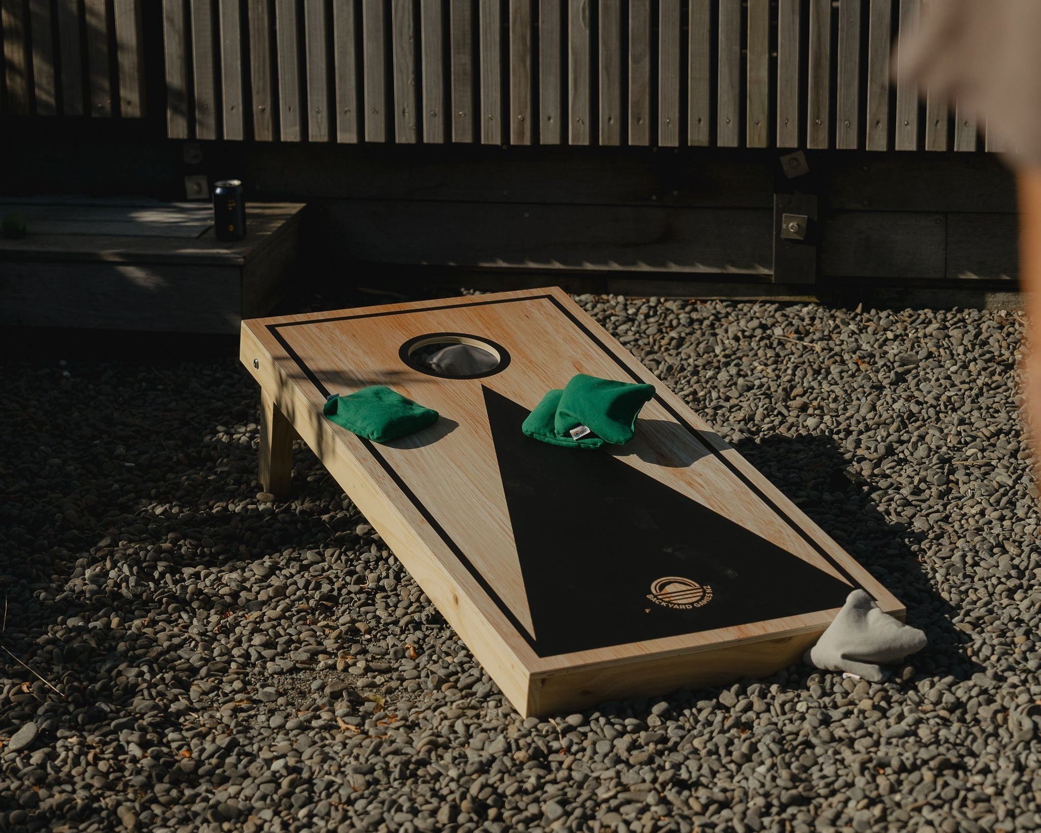 Backyard Games Deluxe Cornhole board outside
