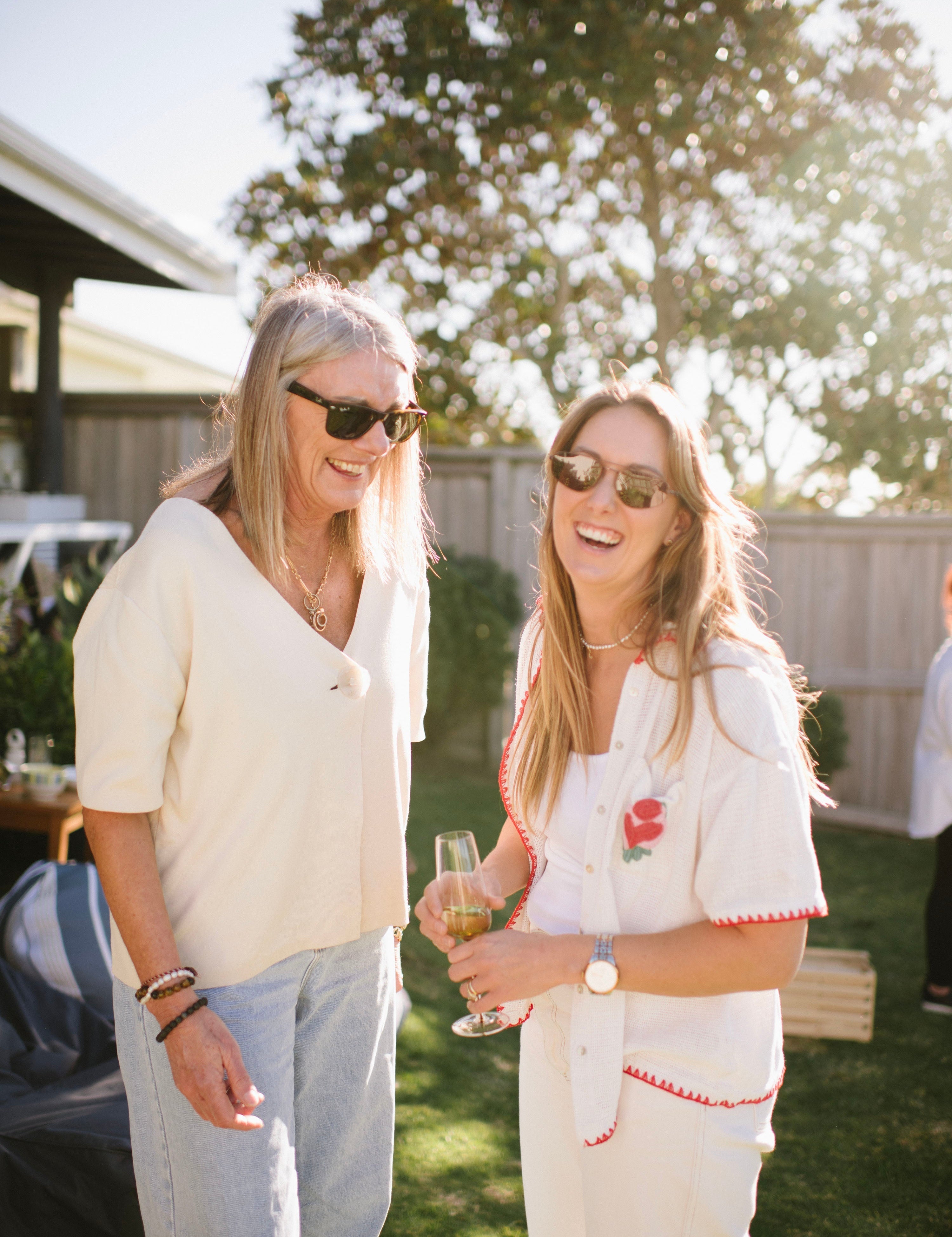 Family playing outdoor games together in a New Zealand backyard on Mother's Day