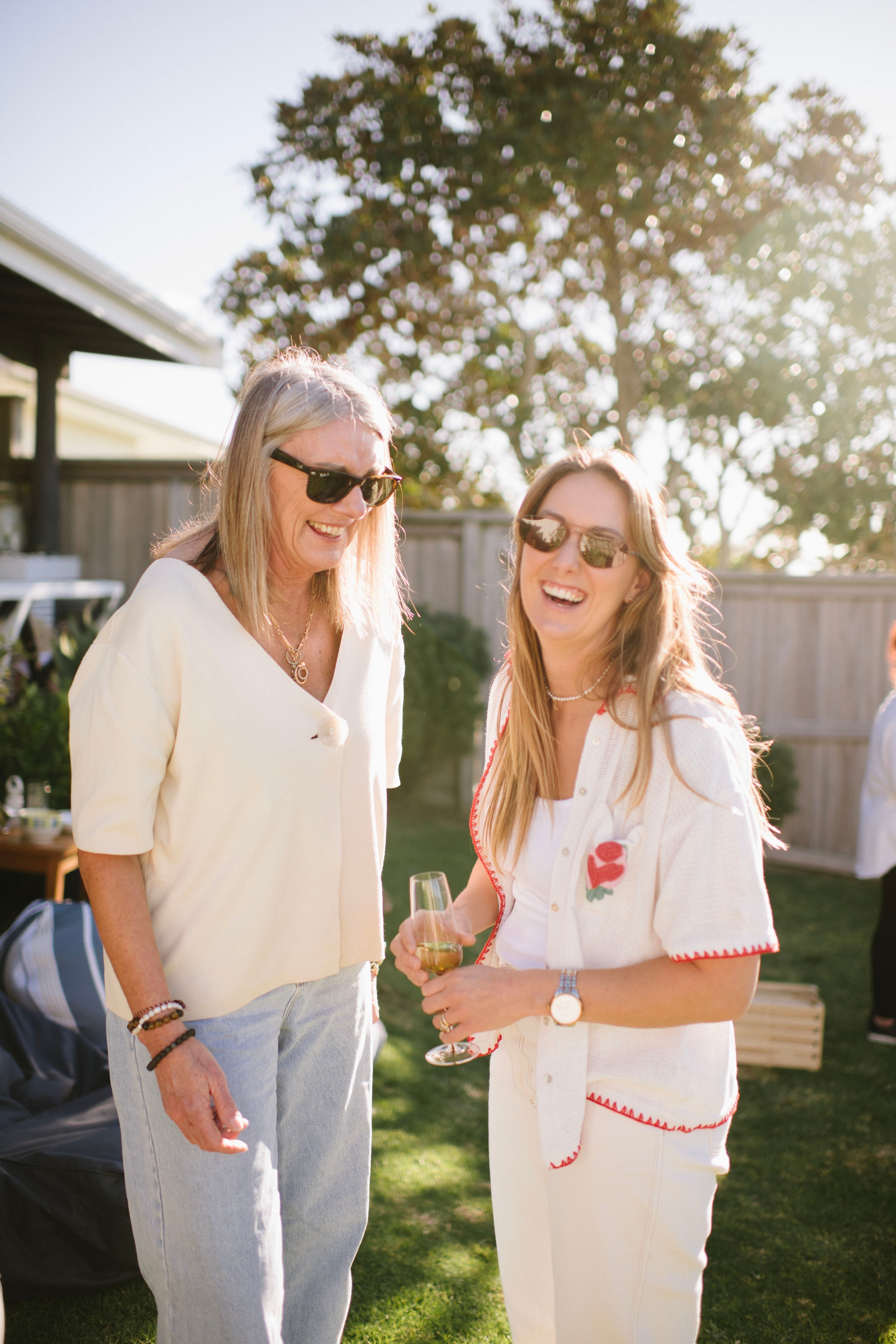 Family playing outdoor games together in a New Zealand backyard on Mother's Day