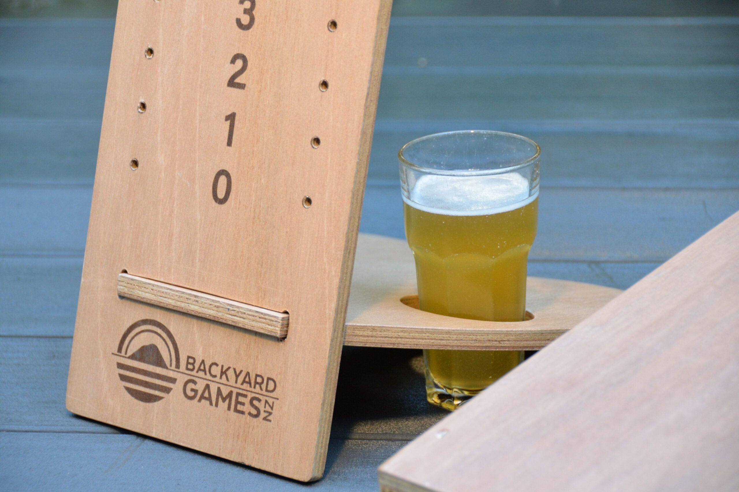 Wooden Scoreboard with Drinks Holder