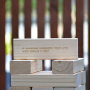 Backyard Chats Good Chats Tumbling Tower — 54 conversation questions engraved on solid pine blocks
