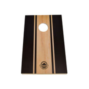 Close-up of runway stripe design on NZ pine and birch plywood cornhole board — Backyard Games NZ