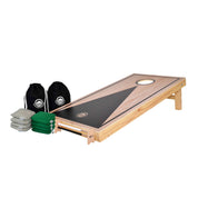Deluxe Wood Cornhole Set — black-on-wood finish, NZ pine and birch plywood