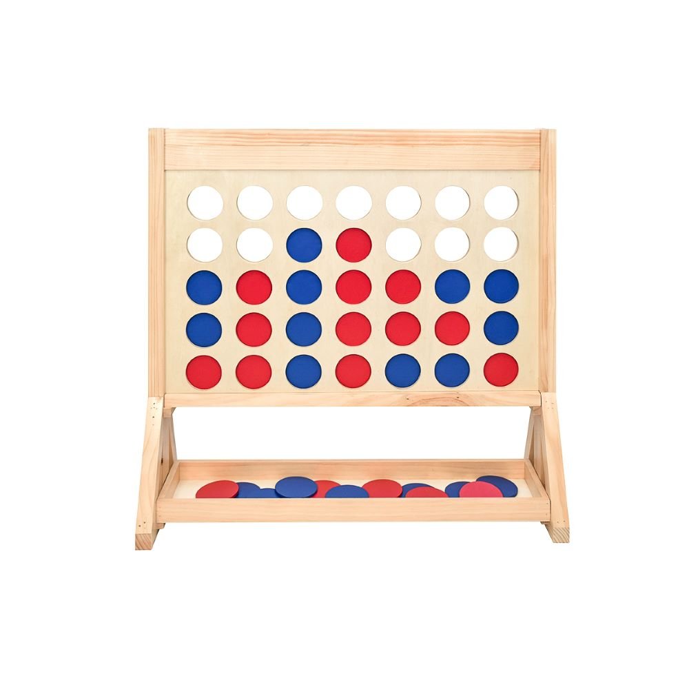 Giant Connect Four with red and blue discs set up