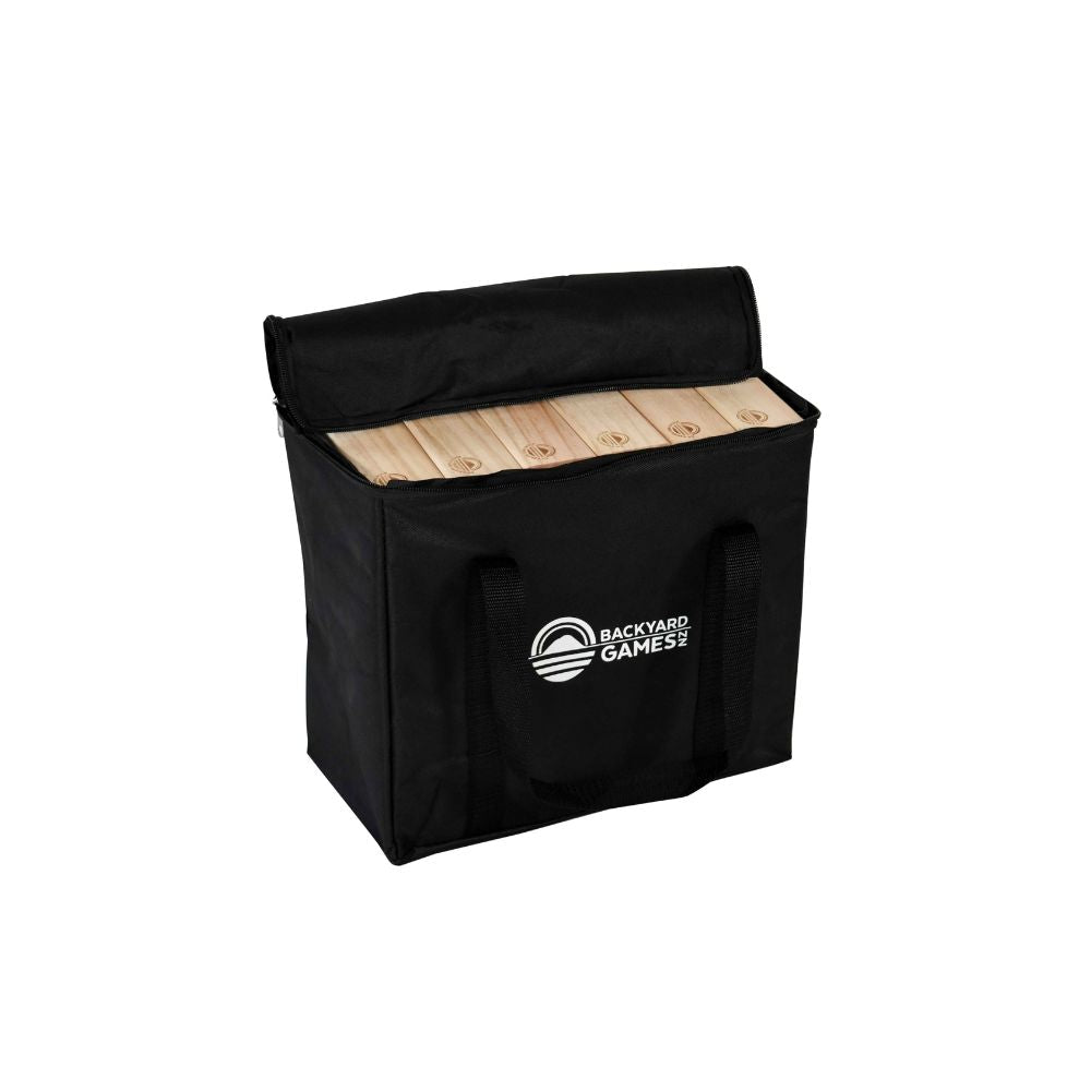 Giant Tumbling Tower NZ — smooth solid pine blocks in carry case