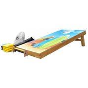 Side Angle Kombi Van Design cornhole set NZ — decal board with surfboard illustration and throwing bags