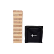 Super Giant Tumbling Tower NZ — oversized solid pine blocks stacked next to case