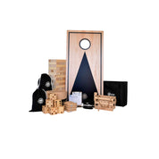 Ultimate outdoor games bundle NZ — Cornhole, Giant Tumbling Tower, Skittles and Dice set
