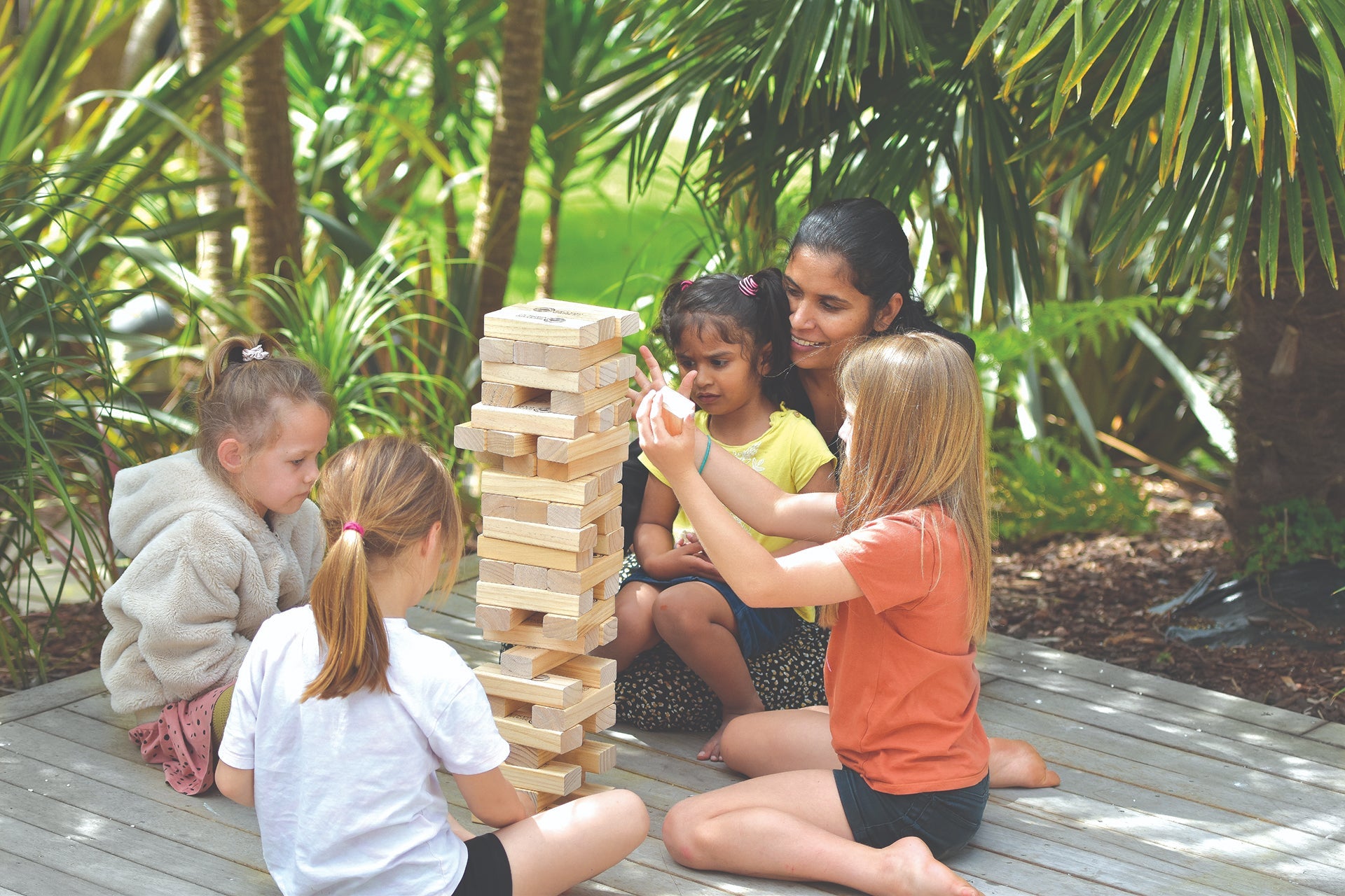 Ultimate Fun Games Bundle - Cornhole, Skittles, Giant Tumbling Tower and Dice