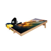 Wave Design Cornhole Set boards, bags and carry case included
