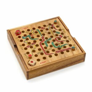 Wooden Travel Snakes and Ladders Game