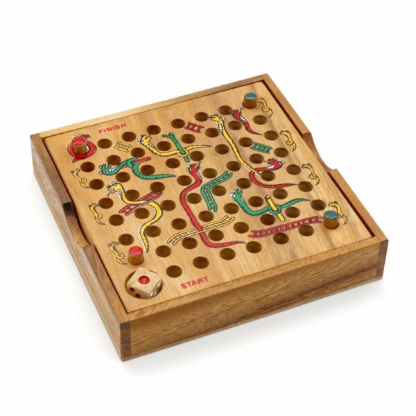 Wooden Travel Snakes and Ladders Game